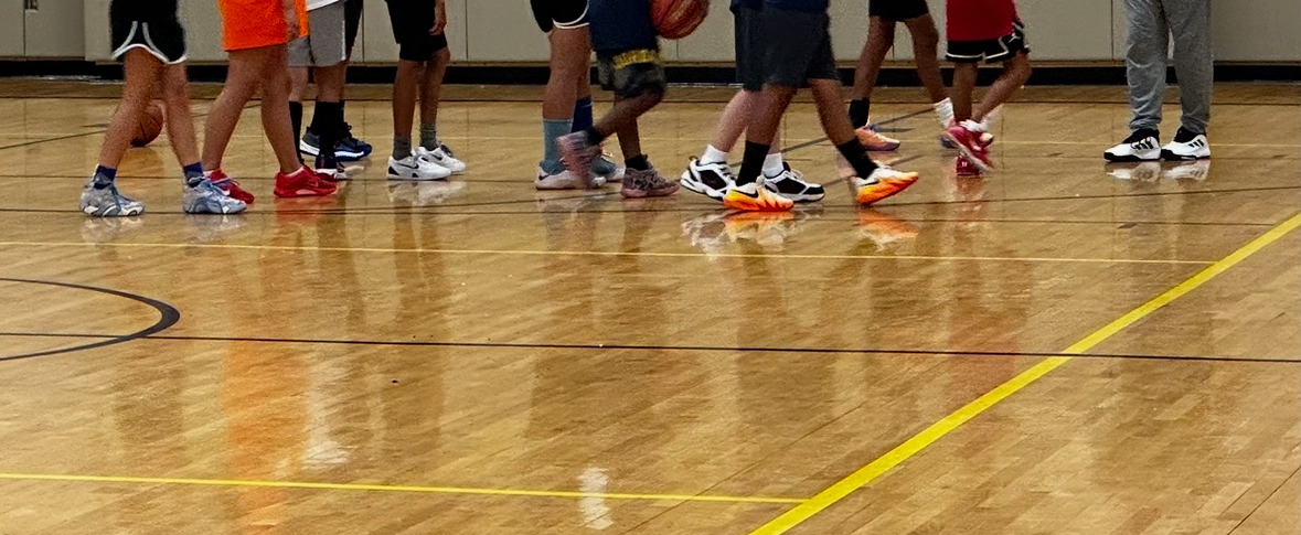 Players lining up during an open gym practice session
