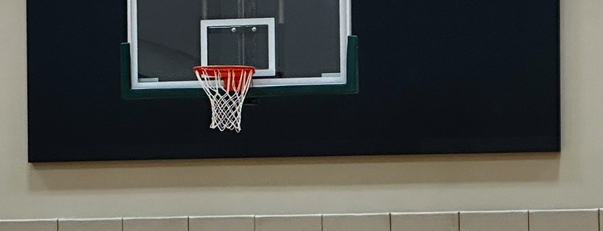 An indoor basketball court